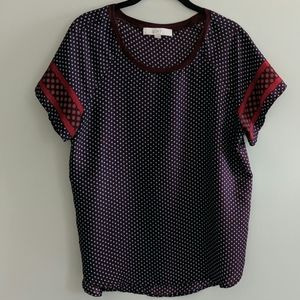 LOFT Short Sleeve Patterned Top Shirt Lightweight M